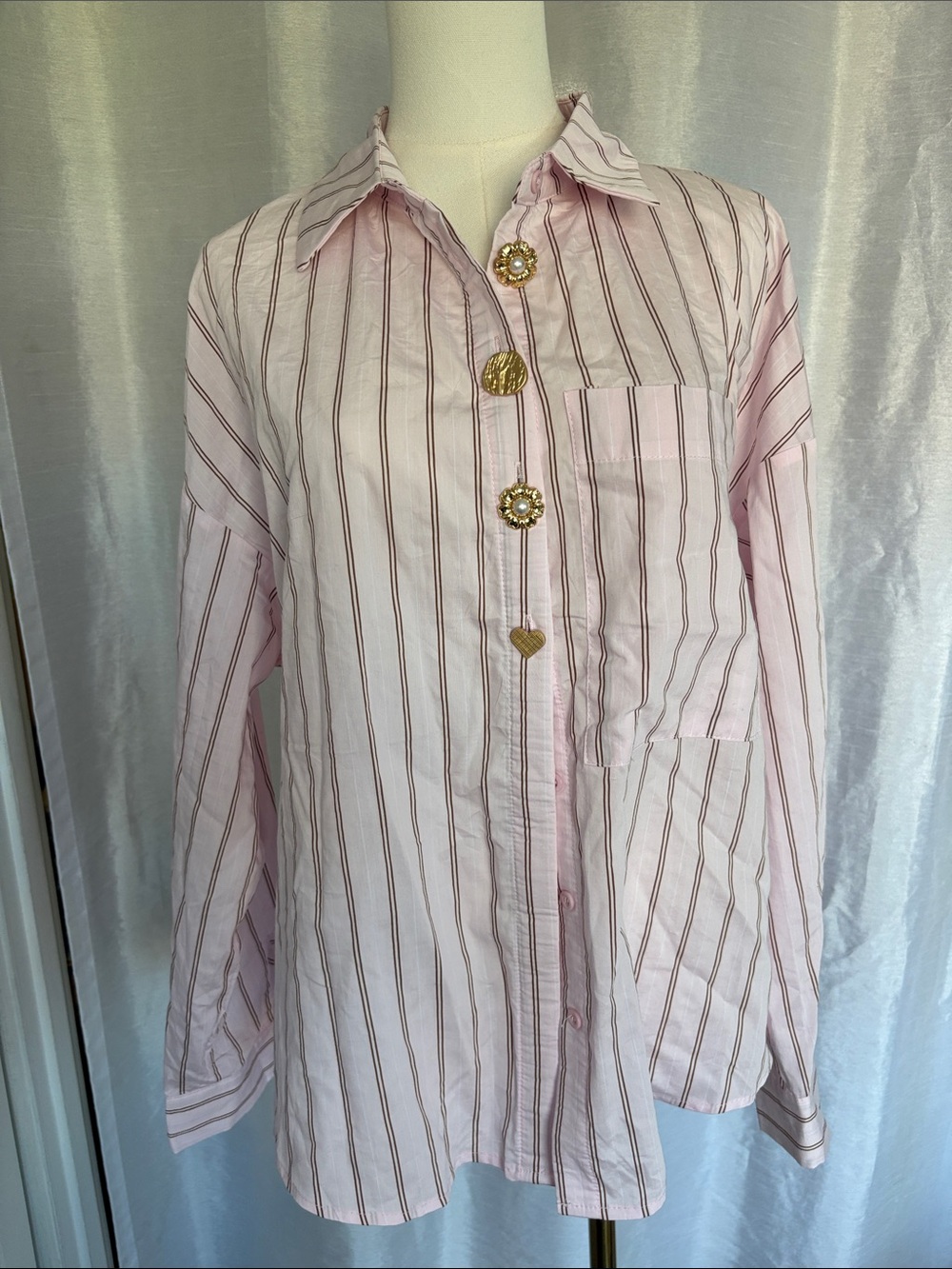 Pink Striped Button-Front Shirt